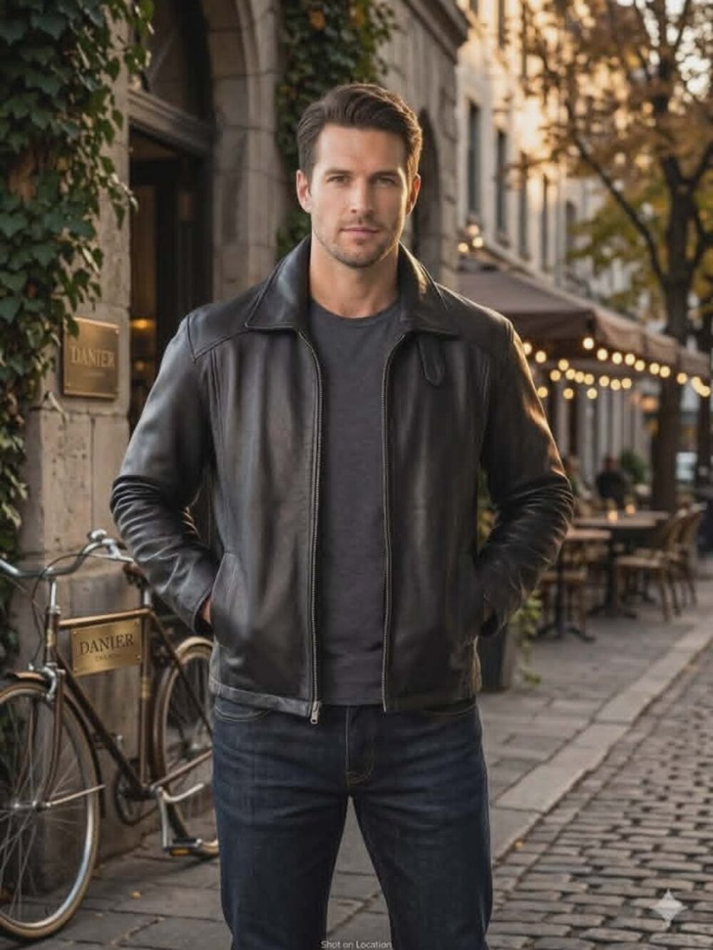 Danier Black Leather Classic Collection Bomber Jacket -  Men's Medium
